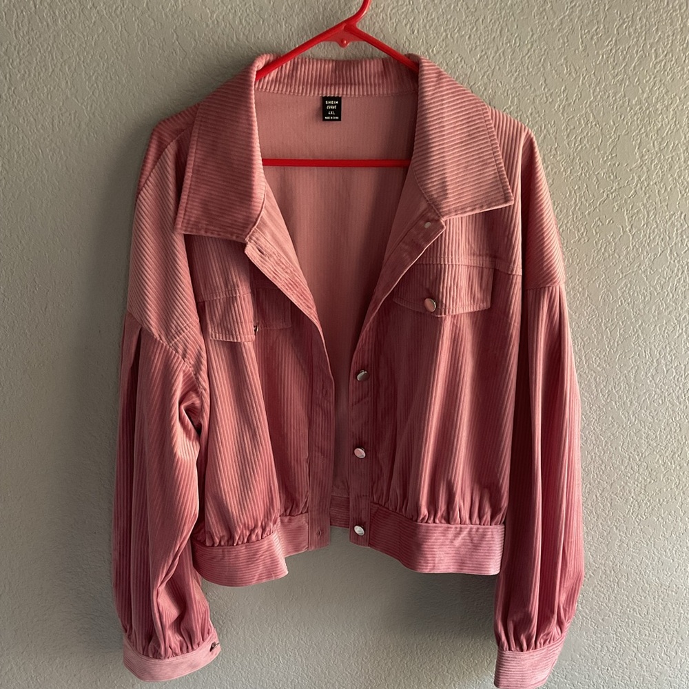 SHEIN Pink Corduroy Jacket